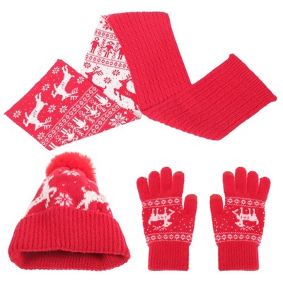 1 zestaw świątecznych rękawiczek i szalików, ciepłych