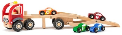 Drewniana Laweta z samochodzikami Zabawka dla chłopca