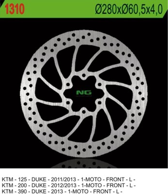 DISCO DE FRENADO PARTE DELANTERA KTM 125/200 DUKE '11-'13, 390 DUKE '13-'14 (280X60,5  