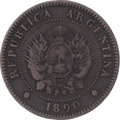 Moneta, Argentina, Centavo, 1890, VF(20-25), Brązo