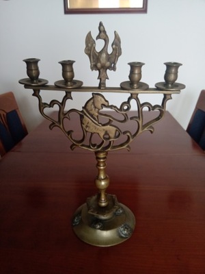 Mosiężny świecznik Księstwo Warszawskie - XIX wiek