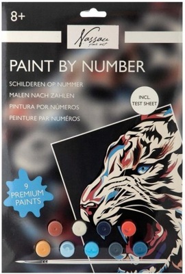 Malowanie po numerach na kartonie - Tygrys
