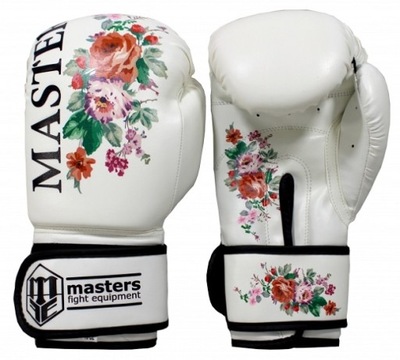 masters RĘKAWICE DLA DZIECI BOKS KICKBOXING THAI rpu-flower białe 8 oz