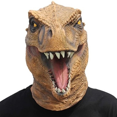 Straszna Maska Dinozaur Lateksowa Halloween Karnawał Tyranozaur