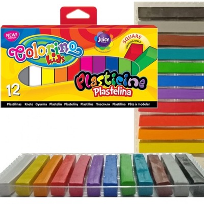 Plastelina 12 kolorów kwadratowa Colorino Kids