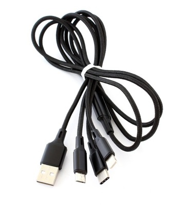 KABEL 3w1 MICRO USB/ USB-C BLACK