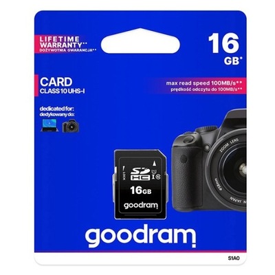 Goodram Karta pamięci Secure Digital Card, 16GB, SDHC, S1A0-0160R11, UHS-I