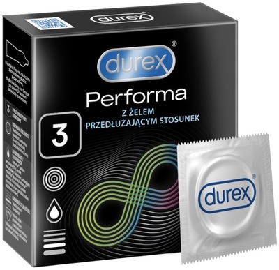 DUREX PERFORMA Prezerwatywy Gładkie 3 sztuki DŁUŻSZY STOSUNEK