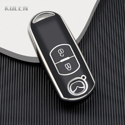 2 BOTONES BLACKTPU CAR SMART KEY CASE COVER FOB FOB PARA MAZDA 2 3 6 ATENZ  