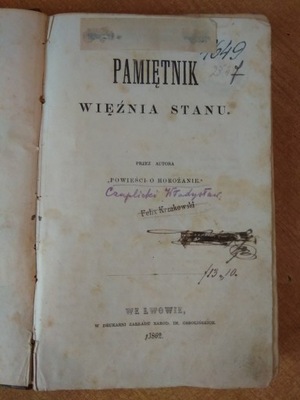 Pamiętnik więźnia stanu Władysław Czaplicki 1862 r