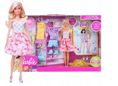 Garderoba Szafa Barbie Ubranka Lalka Mattel zestaw