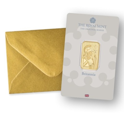 Złota sztabka czystego złotaAu999.9 The Royal Mint - Britannia 10g złota