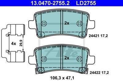 ATE 13.0470-2755.2 КОЛОДКИ КЕРАМІЧНІ ЗАД SAAB 9-5 2,0-2,8 10-12