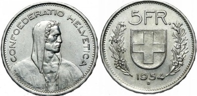 5 franków ( 1954 ) Szwajcaria AG 0,835