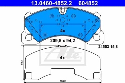 ATE 13.0460-4852.2 КОМПЛЕКТ КОЛОДОК ТОРМОЗНЫХ, ТОРМОЗА TARCZOWE