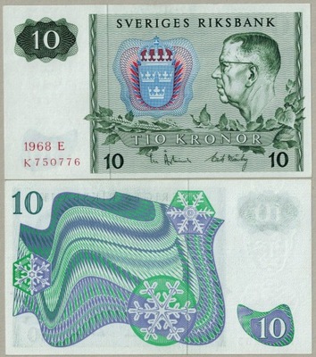 Szwecja 10 Kronor 1968 P-52b UNC