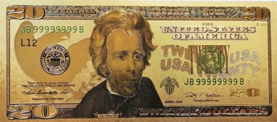 20 Dolarów Nowy Kolekcjonerski Pozłacany Banknot