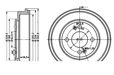 Ate гальмівні барабани гальмівні hyundai getz 1.3 tb фото №1