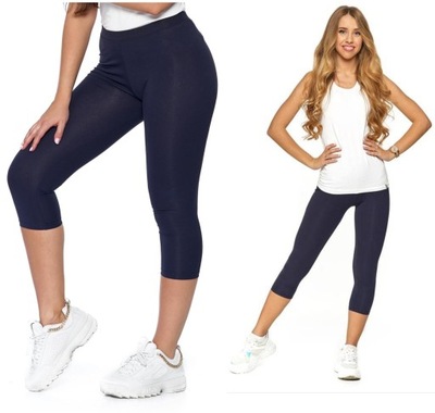 Legginsy Damskie 3/4 Wysoki Stan Bawełna S/M