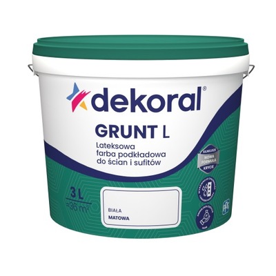 Dekoral Grunt L Farba lateksowa gruntująca podkład Śnieżnobiały 3L