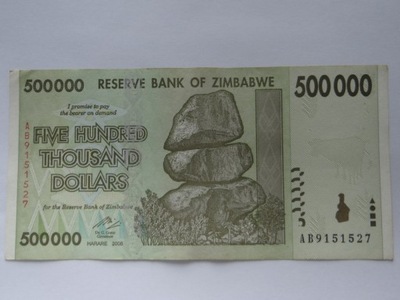 [B3829] Zimbabwe 500000 dolarów 2008 r. UNC