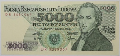 Banknot 5000 zł 1988 rok - Seria DR