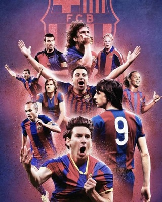 Plakat FC Barcelona Legendy Barca Messi 90x60 cm