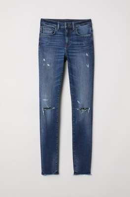 H&M HM Skinny High Jeans Dżinsy z dziurami na kolanach Spodnie damskie 28