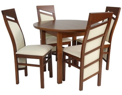 Okrągły rozkładany stół 130 cm + 4 krzesła