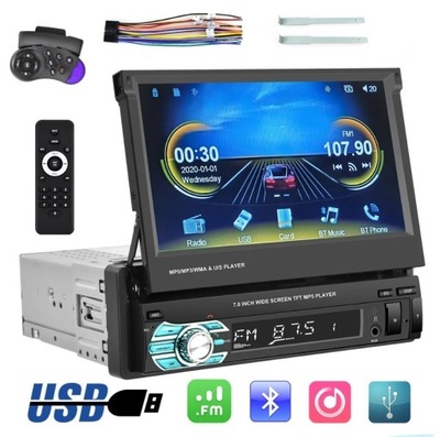 RADIO DE AUTOMÓVIL 1DIN 7'' BT WYSUWANY PANTALLA CONTROL REMOTO DOTYK CONTROL REMOTO X 2  