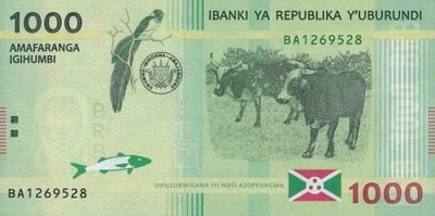 Banknot Burundi 1000 franków Krowy 2015