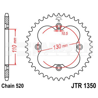 ENGRANAJE PARTE TRASERA JT 38-ZEBOW HONDA TRX 300 2000-2008  