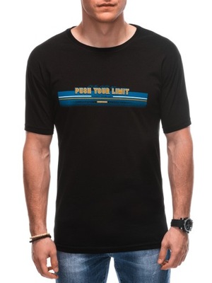 T-shirt męski z nadrukiem 1846S czarny L