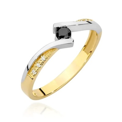 złoty zaręczynowy pierścionek z czarnym brylantem 10