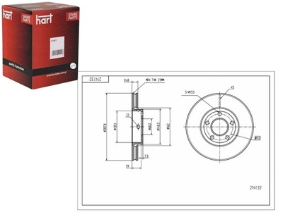 ДИСКИ ТОРМОЗНЫЕ ТОРМОЗНЫЕ 2 ШТУКИ. ПЕРЕД AUDI 100 C4 91- 288 25 23 HART