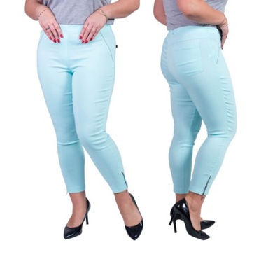 Spodnie 7/8 MIKSA z zipem błękit Plus Size - 42