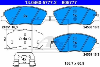 ATE 13.0460-5777.2 ZAPATAS DE FRENADO PARTE DELANTERA HYUNDAI SANTA FE 2,0-3,5 06-  