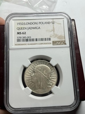 5 ZŁOTYCH 1932 MS 62 NGC