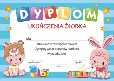 DYPLOM ukończenia żłobka A4 D13