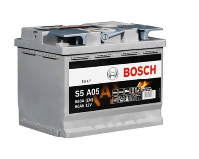 АККУМУЛЯТОР BOSCH AGM 12V 60AH/680A S5A05