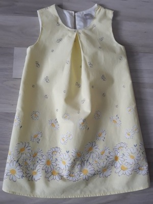 TU Sukienka letnia bawełna żółta w stokrotki 92-98