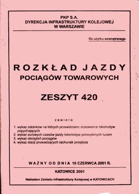 Rozkład jazdy pociągów towarowych Zeszyt 420