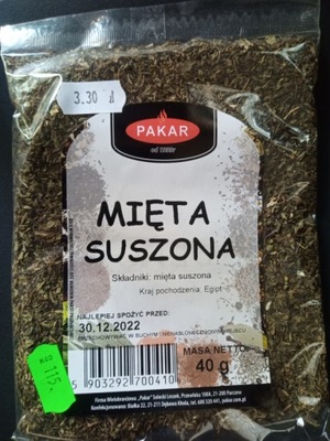 Mięta suszona 40g Pakar