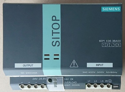 Zasilacz Siemens SITOP power 20 6EP1 436-3BA00 3PH 24V 20A 480W