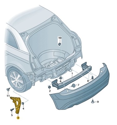 Направляющая направляющая бампера задняя правый audi a1 przedlift aso оригинал фото №1