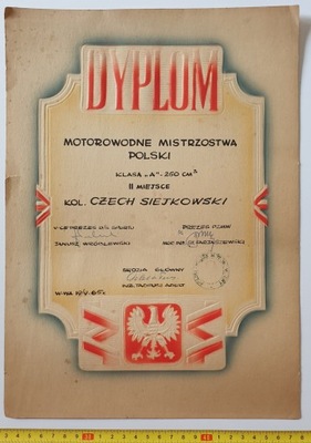 DYPLOM MOTOROWODNE MISTRZ. POLSKI SIEJKOWSKI 1965