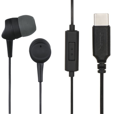 HAMA DOKANAŁOWE USB-C CZARNE Z MIKROFONEM