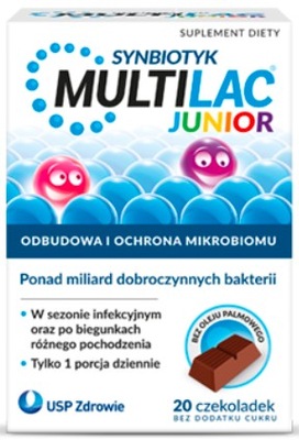 MULTILAC JUNIOR probiotyk dla dzieci czekoladki 20 sztuk