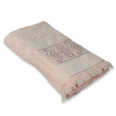 Ręcznik Bawełniany Żakardowy 100x150cm różowy strzępiony
