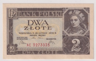 2 Złote Polska 1936 -UNC Seria AE